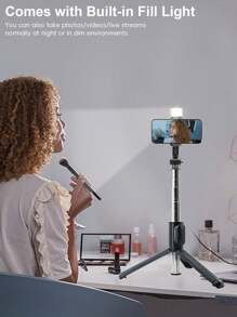 Perche à selfie sans fil de 93 cm/36,6 po de hauteur avec télécommande sans fil et éclairage de remplissage LED, convient à divers modèles de smartphones, diffusion en direct, photographie, assistant de voyage idéal compatible avec et Android pour les vacances d'été, les voyages, l'éclairage de remplissage, les activités de plein air, le trépied de diffusion en direct