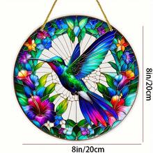 2D Flat, 8inch Bohemian Hummingbird Garden Sun Catcher - Colorful Acrylic Wall Hanging Decoration With Vivid Floral Design, Perfect For Halloween, Christmas, Thanksgiving And Porch Decorations |   Vivid Wall Art |   Detailed Craftsmanship, 2D Plan View - A - Xem 5