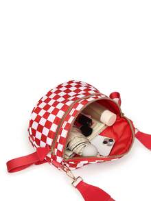 Classic Checkered Design Crossbody Bag–Matches Diverse Styles For Outings, Commutes & Leisure Time  Ample Space For Daily Errands, Casual Outings & Travel Adventures - Kẻ caro đỏ - Xem 10