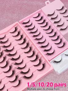 Mi giả AYRMILLA 1/5/10/20/100 cặp, mi giả 3D mềm mại tự nhiên như lông chồn, mi giả mỏng dài, mi giả nhiều lớp, mi giả ngắn dày, nối mi, mi giả rời, sản phẩm trang điểm, phù hợp cho đám cưới, tiệc tùng, hộp đêm, họp mặt công sở hàng ngày, mi giả tự nhiên, mi giả dạng dải, mi giả. - màu đen - Xem 9