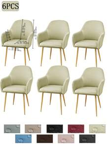 1件/2件/4件/6件装纯色牛奶丝新款弧形薄款座椅套，经典简约设计，防水（非100%防水），防尘，适用于客厅、餐厅、书房等场所，100%涤纶薄款弧形椅套，房间装饰 - 彩色 - 查看 20