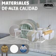 Double-Layer Over-The-Sink Dish Rack With Drain Tray, Dish Rack, And Cup Holder (White) - 白色 - 查看 5