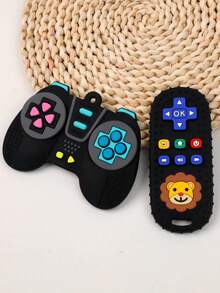 2pcs Silicone Teethers - Remote Control & Game Controller Teething Toys, Educational & Fun Sensory Chew Toys For 6-12 Months Babies