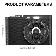 Retro Digital Camera 32GB HD 1080P 44MP 2.4'' LCD Display Screen 16X Zoom Anti-Shake, Listen Music/Play Games, With 32GB Card, Rechargeable Mini Camcorder For Beginners, Ideal Gift For Birthday - 黑色 - 查看 2
