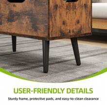 Lift Top Coffee Table With Compartment, Adjustable Storage Shelf, Spring Lifter, 80x40x61.5cm - Dark Rustic Oak - View 6