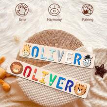 [Customized Puzzles] Personalized Name Puzzle, Wooden Name Puzzle, Animal Element Style, Ideal For Baptism, Birthday, Christmas, New Year Gifts, Support English Letters Only, Exquisite 1st Birthday Gift Suitable For Boys And Girls,Multi-Functional,Reusable,Ornamental,Exquisite,Stylish,Adorable,Colorful,Cute,Funny,Custom,Personalized,Customized,Unique,Ideal Gifts For Her,Ideal Gifts For Him,For Anniversaries,For Birthdays,Kids Puzzles - Multicolor - View 7