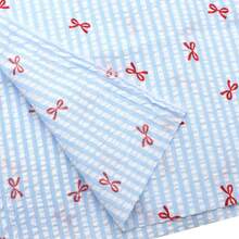 1pc 57.08x19.68inch Bowknot Pattern Print 100% Polyester Stripe Fabric, 59.08x19.68 Inch Precut Fabric, For Party Decorations, And Craft Projects, Hair Ties, DIY Quilting & Sewing, Patchwork, Backdrop Fabric | Bowknot Pattern - Multicolor - View 5