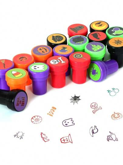 2/5/10/15/20/30pcs Halloween Party Favors Toys Stamps Halloween Stickers For Halloween Party Supplies, Goodies Bags, Game Reward Prizes