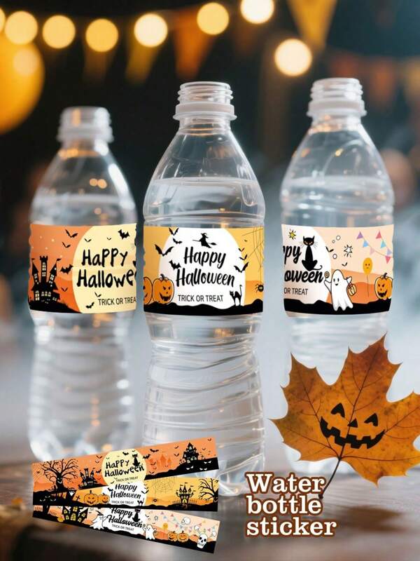 Disney 24 Pieces / Set Of Halloween Cartoon Mineral Water Labels, Festival Beverage Decorations, Small Business Packaging, PVC Stickers, School Supplies, Back-To-School Items