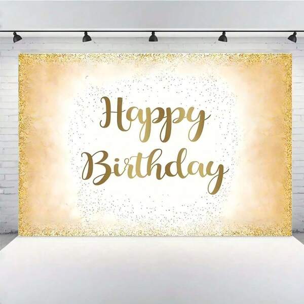 Fondo de fiesta de cumpleaños con brillo dorado - Fondo de fotografía para adultos, damas y caballeros, decoración de fiesta de cumpleaños
