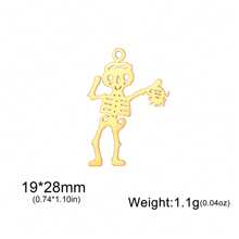 1 pieza Esqueleto bailarín minimalista de acero inoxidable, colgante de araña y murciélago, accesorio creativo con diseño de Halloween adecuado para collar, pulsera, llavero, aretes, accesorios hechos a mano DIY