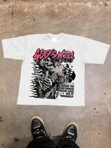 Witnessing Devout Believers At Dusk   Printed Fashionable And  Soft And Comfortable Casual T-Shirt, Suitable For Both Men And Women - 白色 - 查看 1