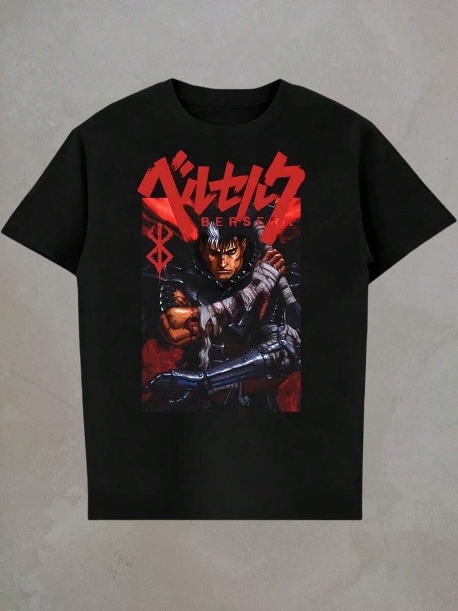 Berserks Anime Shirt  Manga Shirts  Anime Fan Gift RIPs Kentaro Miura Shirt Anime Chracters COTTON Short Sleeve Printing T-Shirt - màu đen - Xem 1