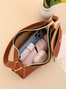 Multifunctional Large Capacity Underarm Bag, Casual Shoulder Bag For Daily Outing - Brown - View 7