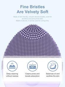 Silicone Face Brushes For Cleansing And Exfoliating, Waterproof Electric Face Cleansing Brush,  Facial Scrubber Exfoliator Brush,  Face Cleansing Brush, Face Scrubber - Purple - View 7