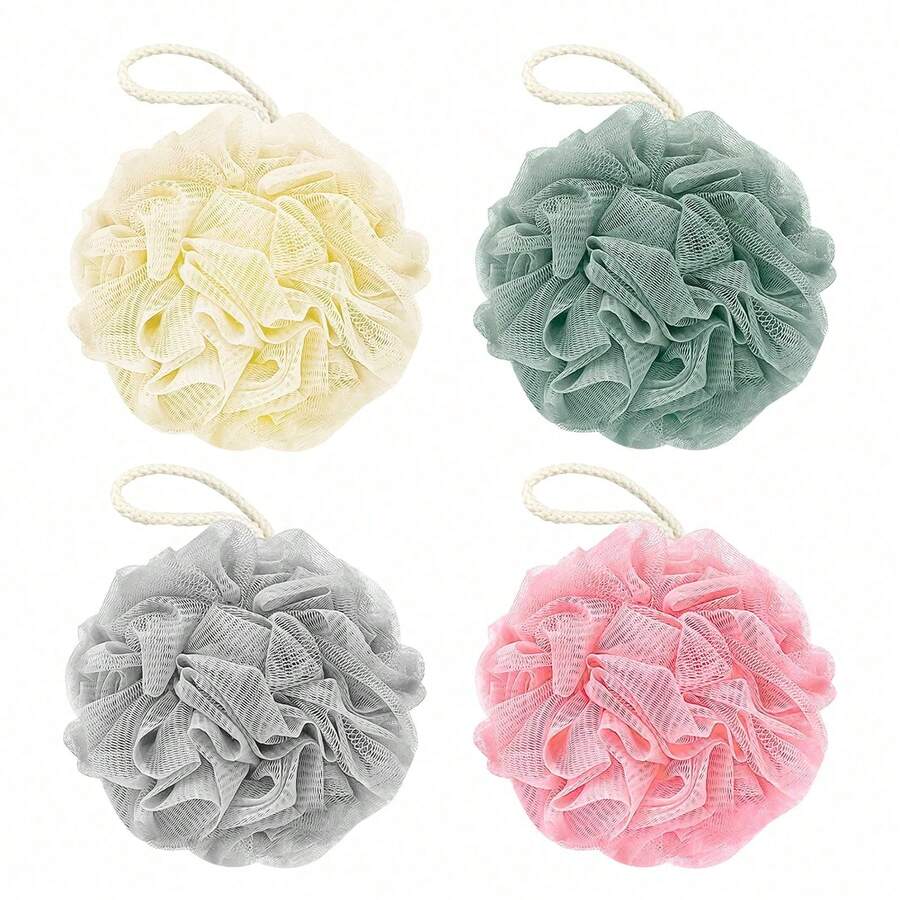 1pc Bath Loofah Sponge, Shower Loofah Exfoliating Body Scrubber Sponge, Bath Mesh Pouf Ball For Women And Men Home Bathroom Decor Fall Decor Back To School - Multicolor - View 1