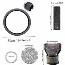 7件套汽车方向盘套、换挡杆套、肩垫、杯架、点火环装饰配件 - 款式A - 查看 3