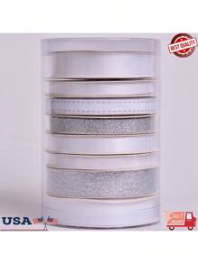 8 Unique Ribbons Natural Ribbon Tower 96 Feet Perfect For Gifts Dration Craft Projects Special Finishing Touch Unique Look - 白色/銀色 - 查看 1