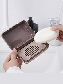 Minimalist Soap Dish, Rectangular Plastic Soap Box With Cover, Draining Soap Tray, Rectangular Plastic Soap Rack, Bathroom Soap Holder, Covered Soap Box, Bathroom Draining Soap Dish, Minimalist Soap Box Storage Rack, Bathroom Accessories, Home Bathroom Decor, Autumn Decor, Back To School - MultiWarna - View 3