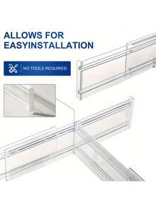 قطعتان من منظم الأدراج القابل للتعديل - مقسمات شفافة قابلة للسحب متعددة الاستخدامات مثالية لتنظيم المطابخ والغرف والخزائن، حواجز متحركة متينة وأنيقة لحلول تخزين منزلية فعالة، مثالية لتنظيم العطلات والاستخدام اليومي، عزز مساحتك بأناقة وظيفية وحياة خالية من الفوضى.