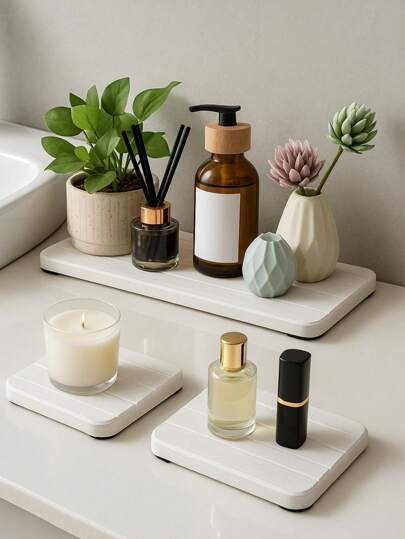 浴室台面速干石水槽收纳托盘，硅藻土吸水水槽收纳石梳妆台托盘，现代海绵架厨房水槽干燥架