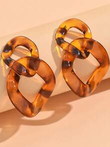 1 对时尚几何拼布休闲耳环（由于拍摄时的光线和角度，实际产品可能与图片略有色差），女士珠宝礼物