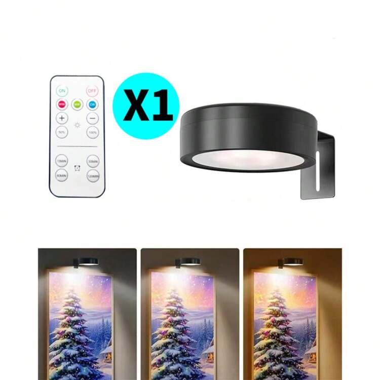 1/3/4/5/6个装电池供电无线LED绘图灯，磁吸式无线壁灯，无线聚光灯，可调光展示灯，带遥控器，3种照明模式，适用于相框、艺术品、人像，150mAh遥控壁灯 - 三色款 - 查看 13
