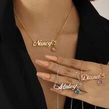 1pc Customized 18K Gold Plated Stainless Steel Necklace With Laser Cut Heart Letter Pendant, Rhinestone Decor, Minimalist Design, Suitable For Women & Men, Summer Accessory, Birthday/Valentine's Day Gift