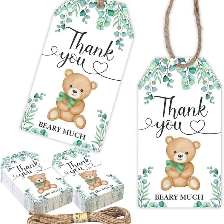 50 件熊感谢您与我们一起庆祝标签 - 熊宝宝沐浴派对标签礼品标签纸质标签礼品包装吊牌感谢标签适用于婚礼生日宝宝沐浴派对礼品 - 多色 - 查看 18