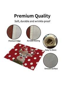 4 pezzi/6 pezzi Tovagliette natalizie rosse con renne e pois, tovagliette termoisolanti in lino, tovagliette da tavola festive per la casa e gli eventi di vacanza 12 in * 18 in / 45 * 30 cm