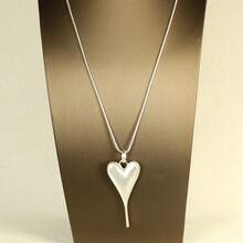Vintage Zinc Alloy Heart Pendant Necklace For Women Valentine's Day Necklace Jewelry Gift - [銀色] - 查看 5