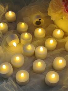 6/12/24 đèn trà LED không ngọn lửa có điều khiển từ xa, nến chạy bằng pin nhấp nháy, đèn LED điện chân thực hơn 200 giờ, thích hợp để tặng, trang trí bàn ăn, đám cưới, tiệc tùng, trang trí nhà cửa, kỷ niệm, giáng sinh, trang trí Halloween - trắng - Xem 6