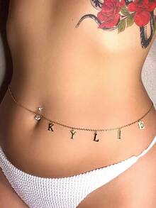 Dây chuyền thắt lưng tên tùy chỉnh, Dây chuyền bụng chữ cái DIY cá nhân hóa, Dây chuyền body bikini độc đáo, Dây chuyền body trang sức nữ tùy chỉnh, Quà tặng cho bạn bè khi đi nghỉ, đi biển, lễ hội âm nhạc, lễ hội hóa trang - Nhiều màu - Xem 3