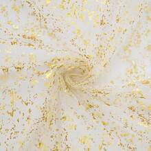 1 Pack Gold Tulle Table Runner, 72*300/500cm, Glitter Metallic Foil, Transparent Chiffon Tulle, Transparent Restaurant, Wedding, Anniversary, Holiday, Birthday Table Decoration, Suitable For Family Gathering, Bridal, Shower, Gold Party Table Decoration, Christmas, New Year, Halloween