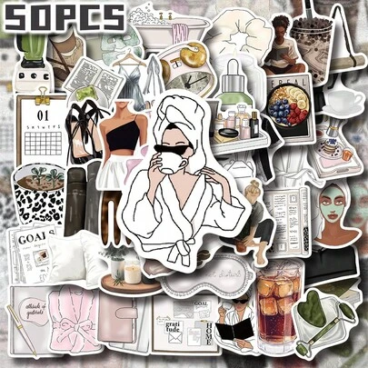 50 יחידות מדבקות נושא יומיות של בנות חמודות, לא חוזרות על עצמן, עיצוב מעודן, מתאים למתנות חזרה לבית הספר, פרסים לכיתה, ליל כל הקדושים, חג ההודיה, מתנות חג המולד, מתנות לחג, קישוטי מסיבות, עיצוב הבית, מתנות יום הולדת, ניתן להשתמש גם על מזוודות, סקייטבורדים, תיקי יד, בקבוקי מים, כוסות, מחשבים ניידים, טאבלטים, כיסויים לטלפונים, מחברות וכו'.