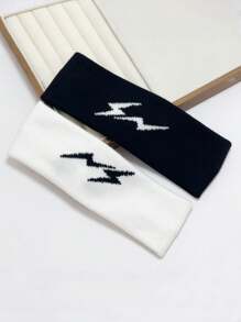 2/1件装黑白男女通用运动头带，吸汗头巾，日常佩戴、洗脸、跑步等场合适用，男女皆宜，秋冬季发带发饰，女士蝴蝶结发饰，适合度假装扮，女士头巾，柔软头巾