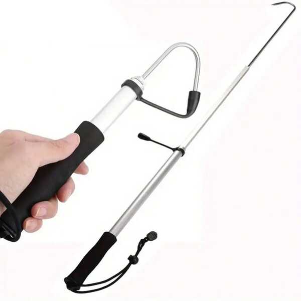 Teleskopowy hak wędkarski ze stali nierdzewnej, uniwersalny hak do włóczni morskiej, przenośne narzędzie wędkarskie ze stopu aluminium do wody słonej - 24 cale / 35 cali / 47 cali, ultralekki teleskopowy hak harpunowy ze stopu aluminium, hak do wędkowania pod lodem, hak do wędkowania z łodzi