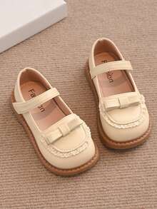 Zapatos planos casuales de primavera para niñas bebé con lazo, adorno de encaje y suela blanda