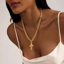 Cross Necklace For Women, Dainty 18K Gold Plated/Sterling Silver Small Cross Pendant Necklace Simple Gold Cross Necklaces For Women  Faith Jewelry Gift2025 - 厚實的十字架-金色 - 查看 6