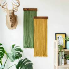 1pc Handmade Bohemian Style Tapestry Wall Hanging, Decorative Wall Blanket For Living Room, Bedroom, Office, Nursery With Tassels, Minimalist Wood Board Background ,Room Decor, Home Decor, Room Stuffs ,Wall Arts, Flags For Room, Tapestry, Wall Tapestry - As Shown In the Figure - View 7