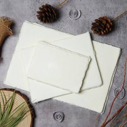 25 tờ giấy vẽ màu nước 300gsm, giấy cotton thủ công thô/có vân, giấy trắng có vân.