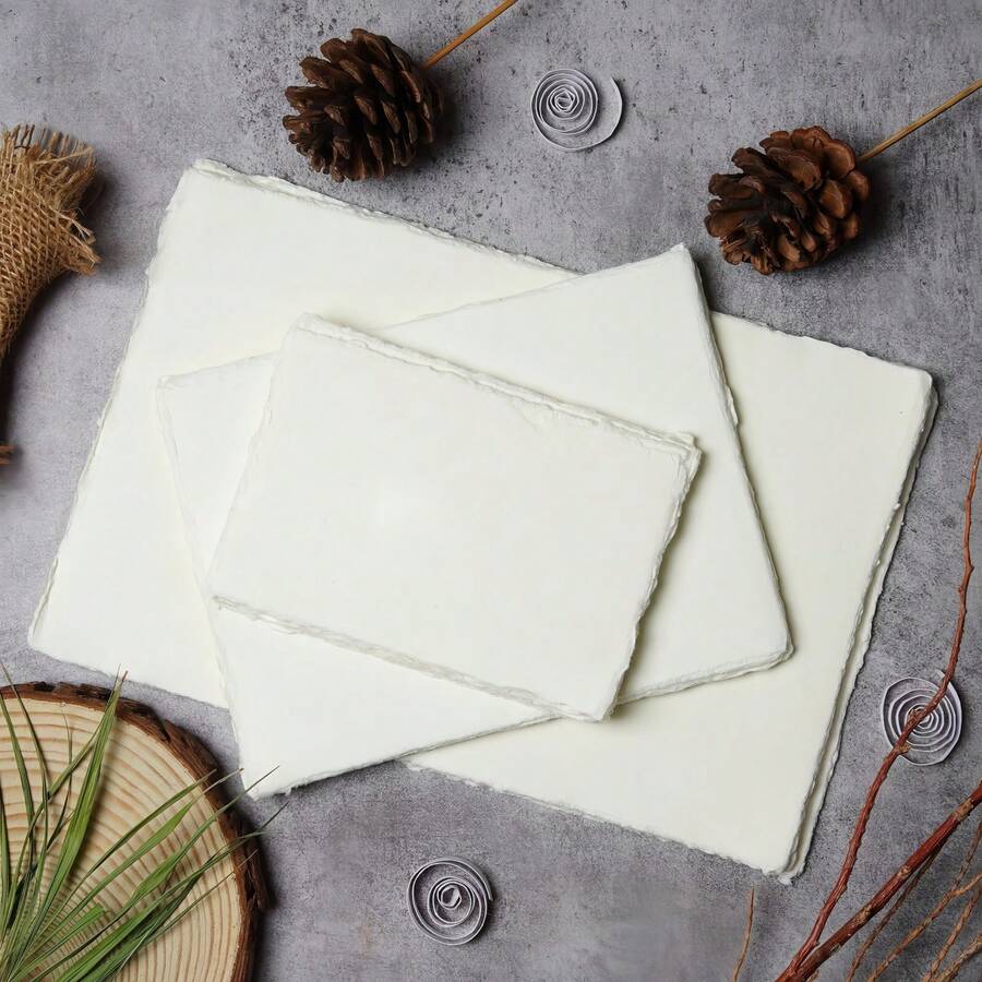 25pcs 300gsm Watercolor Paper, Rough/Textured Handmade Cotton Paper, White Textured Paper