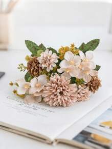 1/3PCS Artificial Flower Rose Bouquet, Embroidered Ball, Peony Mixed Flowers, Bride Holding Bouquet, Wedding Decoration, DIY Wreath Materials, Birthday Party Decoration Materials, Home Dining, Living Room, Vase, Outdoor Garden, Autumn Decoration, Valentine's Day, New Year Gift