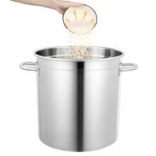 35L Large Deep Cooking Stock Pot Stainless Steel 201 With Lid Multifunctional - Silver - View 7