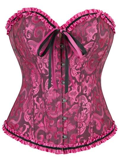 1pc Vintage Corset Bustier, Women's Retro Waist Cincher For Halloween Outfit