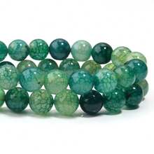 1pc Green Dragon Pattern Agate Stone Beads, 6/8/10mm Natural Stone Beads - Green - View 3