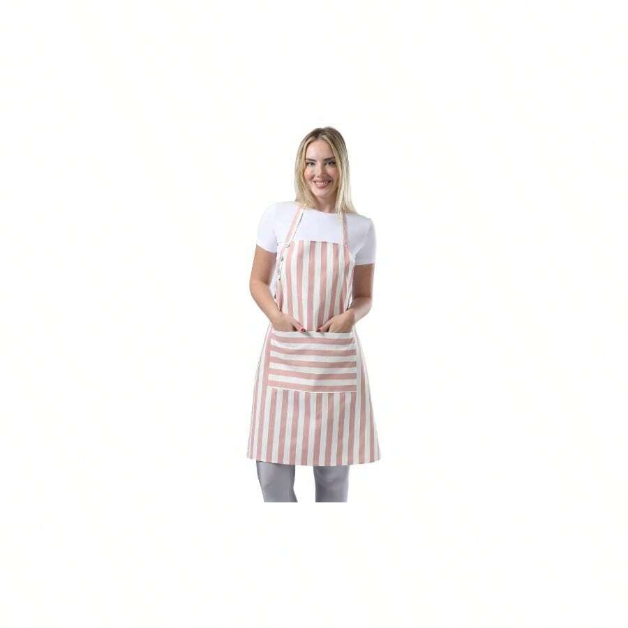 Kitchen Apron Waterdrop Resistant Cotton Apron With Adjustable Aprons For Women With Pockets Cooking Apron Chef Apron For Men (1, Powder Pink)