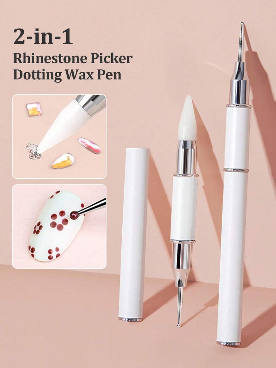 Beautizon Nailartlab 1支二合一双头美甲钻笔，3D雕刻/钻孔/绘画工具，适合初学者DIY美甲，美甲师必备用品 - 彩色 - 查看 1