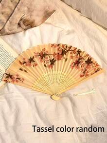 1PC Girls' Bamboo Folding China-Chic Small Fan Tassel Flower Props Costume Ancient Costumedance Bamboo Fan,Photography Props,Elegant, Comfortable And Gorgeous Style,Very Suitable As A Party Gift - Multicolor - View 11