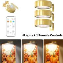 1/3/6pcs Wireless Metal Wall Art Battery-Powered LED Picture Lights, Wall Light, Fairy Lights, Lamps, Night Light, Book Light, With Magnetic Wireless Wall Lamp,Floor Lamp - Adjustable Color Temperature, Timer, Remote And Press Control - Perfect For Gallery, Stairs, Corridors, Bedroom Decoration, Interior, Living Room, Party Decorations, Birthday Decorations, Home Decor, Room Decor, Christmas Decorations 150mAh Remote Control